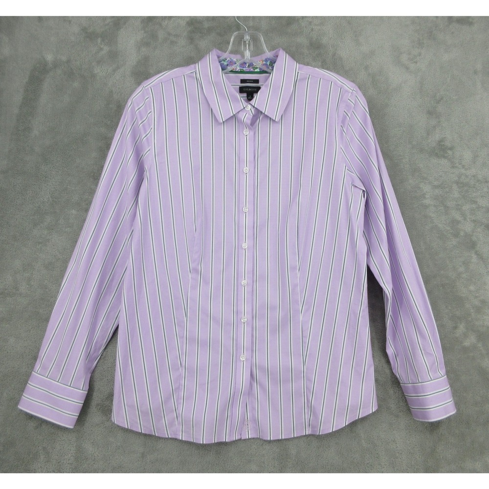 Talbots Shirt Womens Size 6 Button Front Office Career Non Iron Striped Purple
